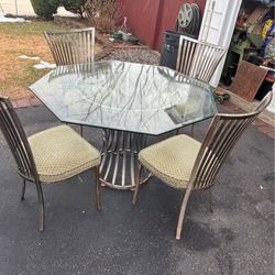 Octagon Glass Dining Table And Chairs