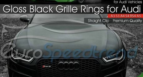 AUDI GLOSS BLACK BADGE EMBLEM RINGS BACK G REAR A1 A3 A4 A5 192MM | UK