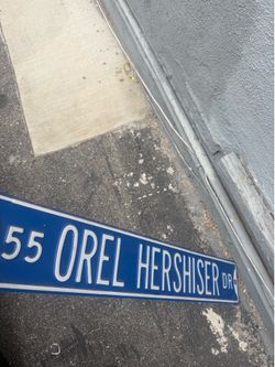 LA dodgers pitcher Metal street sign