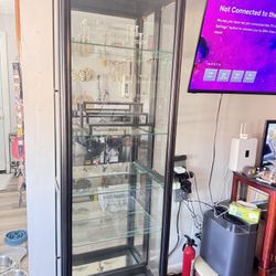 Display Cabinet With Glass Shelves And Mirrors 