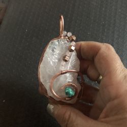 Handmade Rose Quartz & Turquoise Natural Stones Pendant 