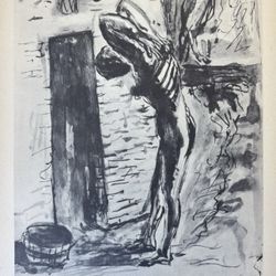 MAN WASHING HIMSELF Gino Bonichi SCIPIONE 1932 Fine Art Print Vintage 40’s Italy Antique Original Italian Printed Collectible Portrait UOMO CHE SI LA