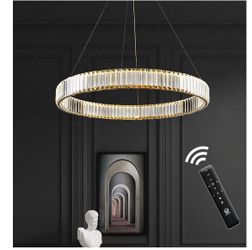Modern Crystal Ring LED Chandelier Gold