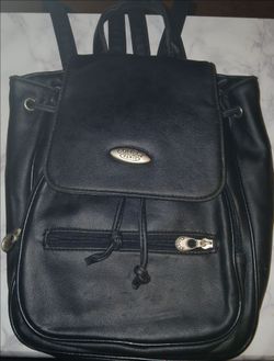 Ladies black leather comely paris backpack purse