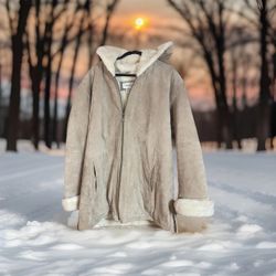 Vintage Suede Leather Coat Faux Fue Lined Zip Up ST. JOHNS BAY heavy Winter Coat