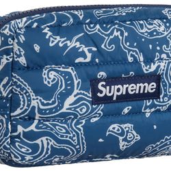 Supreme Puffer Pouch Bag Blue Paisley FW22