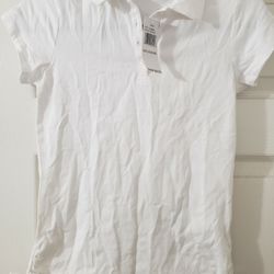 Girls White Collar School Uniform Shirt/Top Size Lrg