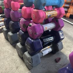 pair of 2,3,5,9,10lb neoprene dumbbells