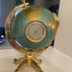 Angelus 8 Day Swiss Weather Station Earth Globe Clock Hygrometer Barometer