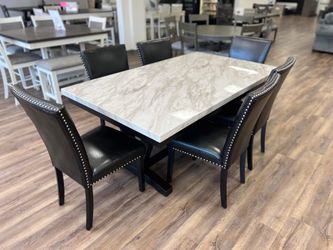 White Faux Marble Dining Table Set FINANCING AVAILABLE 