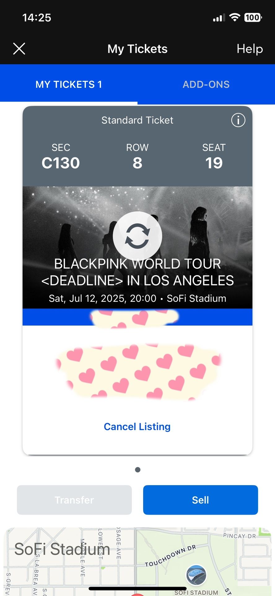 Blackpink LA 7.12 Sat Concert Ticket 