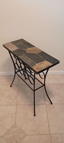 Wine Bottle Table w/ Slate Stone Top