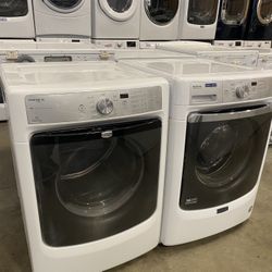 MAYTAG COMMERCIAL QUALITY WASHER & DRYER SET ELECTRIC STACKABLE XL CAPACITY WORKS LIKE NEW