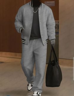New Men's 2-Piece Tracksuit Set - Grey (Size 3XL)