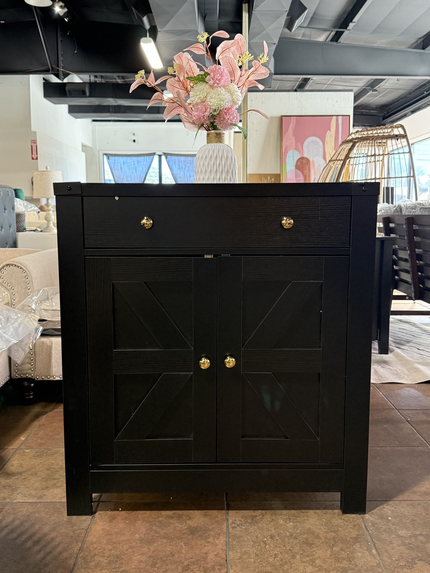 Kitchen Sideboard Buffet Storage Cabinet Coffee Bar Cabinet with 2 Drawers and Adjustable Shelves (Black) π°99$