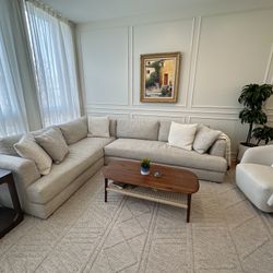 Ivory Sectional Sofa - left Facing 