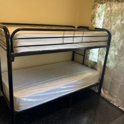 Twin over Twin bunk beds frame and free delivery in box with the mattress and