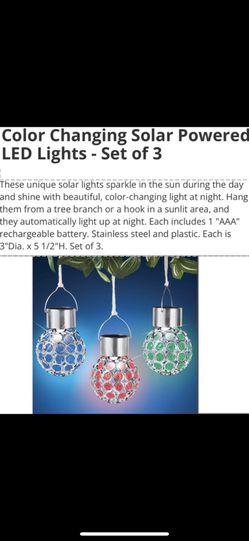 Color Changing Solar Powered LED Lights - Set of 3