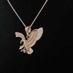 🦅 14K Gold Over 925 Tri-Color Eagle Pendant w/ 20” Chain – $60