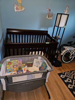 Changing table and crib