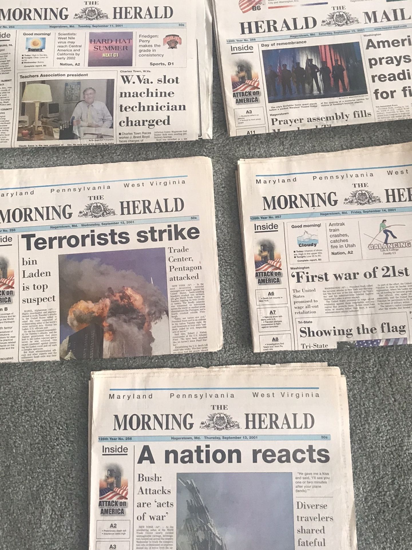 Newspapers from 9/11/ 2001 To 9/15/2001