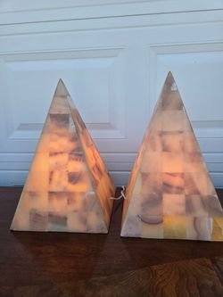 Pair of Onyx Pyramid Table Lamps