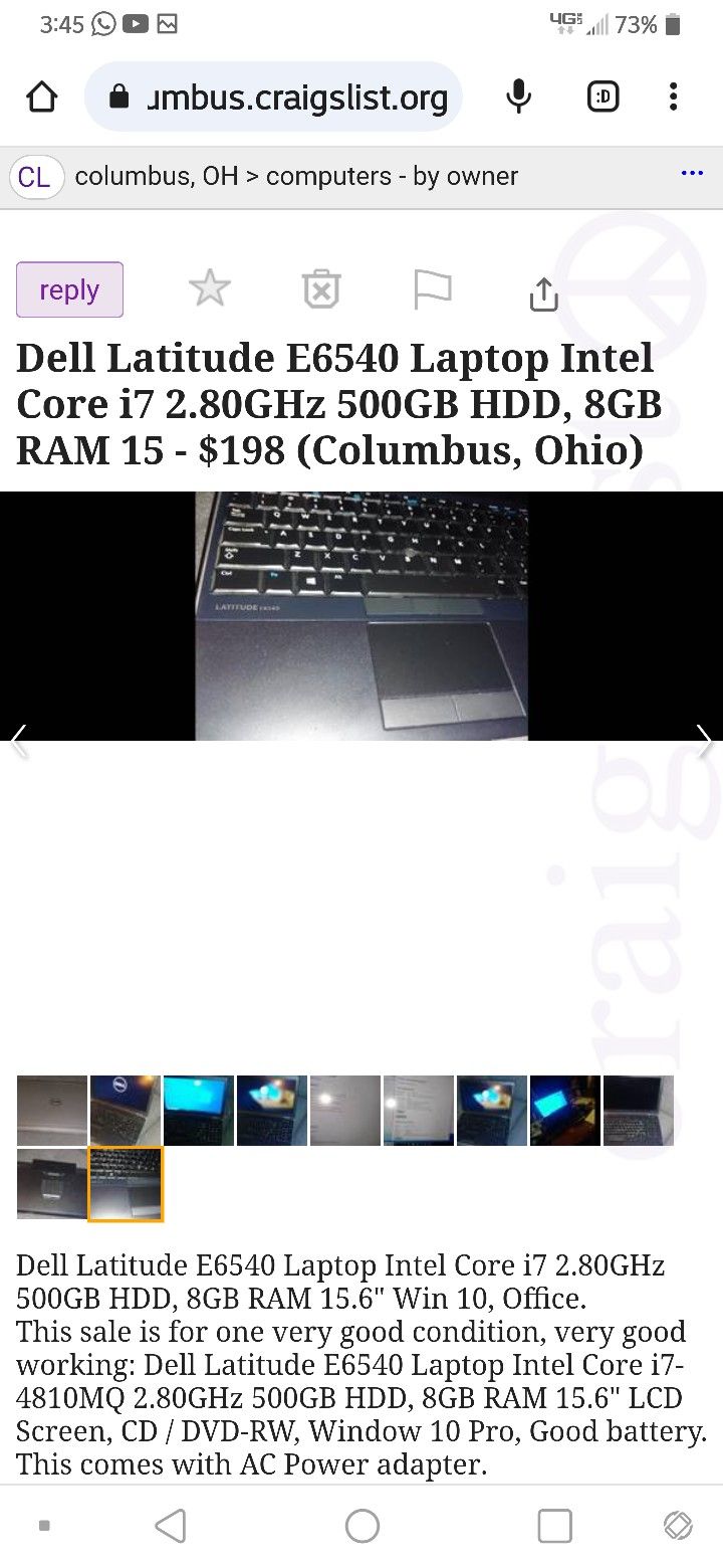 Dell Latitude E6540 Laptop Intel Core i7 500GB HDD 8GB Ram