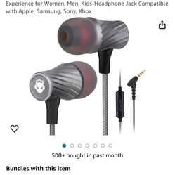 MINDBEAST Super Bass 90%-Noise Isolating Earbuds with Microphone and Case-Amazing Sound Effects and Game Experience for Women, Men, Kids-Headphone Jac