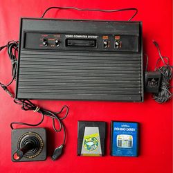 Atari 2600 Console Bundle Lot w/ Frogger & Fishing Derby