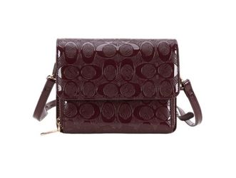 Burgundy Patent Leather Embossed Crossbody Bag