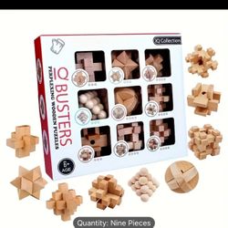 Brain Teaser Puzzles Game for Kids & Adults, Wooden Brain Games 3D Unlock lnterlock Puzzle Logic and IQ Game Test Toy for Teens, for Party & Office（9 