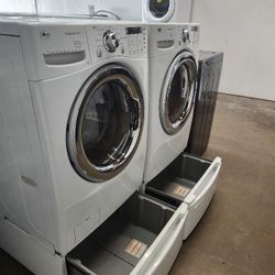 LG SET STEAM WASHER AND ELECTRIC DRYER 👌 LARGE 