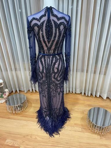 Blue Maxi Long Sleeve Dress 