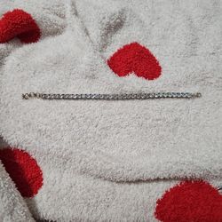 7.5-8 inch Sterling Silver Aquamarine Tennis Bracelet 