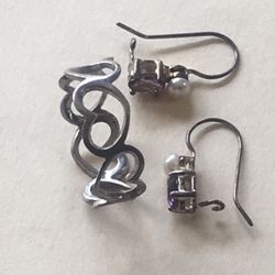 Sterling Silver Ring And Earrings