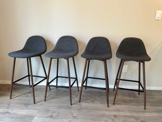 4 Gray Counter Height Barstools(Seat H24.5")