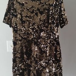 Stunning Black and Gold Sequins Dress For Sale 