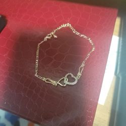 Gold Filled Anklet White White Sapphire Heart