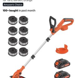 Electric String Trimmer Cordless with 2x2.0Ah Battery, 20V Battery Powered 12-inch Lawn Mover & Edge