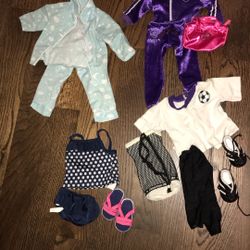 Matching Clothing Sets For Authentic American Girl Doll, Bathing suit, Pjs, Soccer Gear, And Dance Team Attire **DOLL NOT INCLUDED**