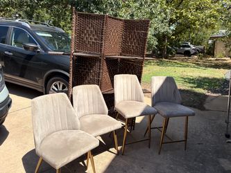 World Market Leilani Set of 2 Bar Stools, 2 Dining Chairs Gold Legs