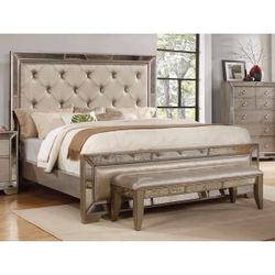 Ava Glam Mirrored Faux Silk Bed