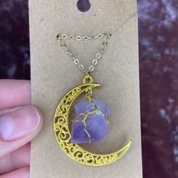 Crescent Moon Crystal Necklace 