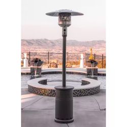 50000 BTU Propane Patio Heater for Outdoor Double-Layer Stainless Steel Burner, Wheels, Triple Prote