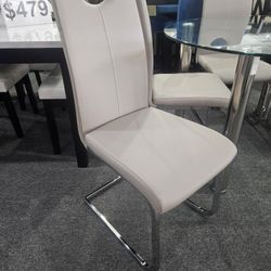 Brand New Gray Faux Leather Comfortable Dining Chair