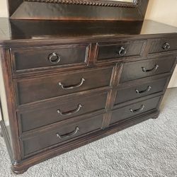Bernhardt Vintage Patina Dressing Chest in Molasses with Mirror