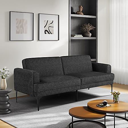 Serta PAULIE CONVERTIBLE SOFA BLACK New
