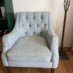 Light Blue Tufted Armchair