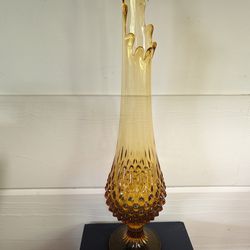 Fenton Amber Hobnail 15" Swung Vase 