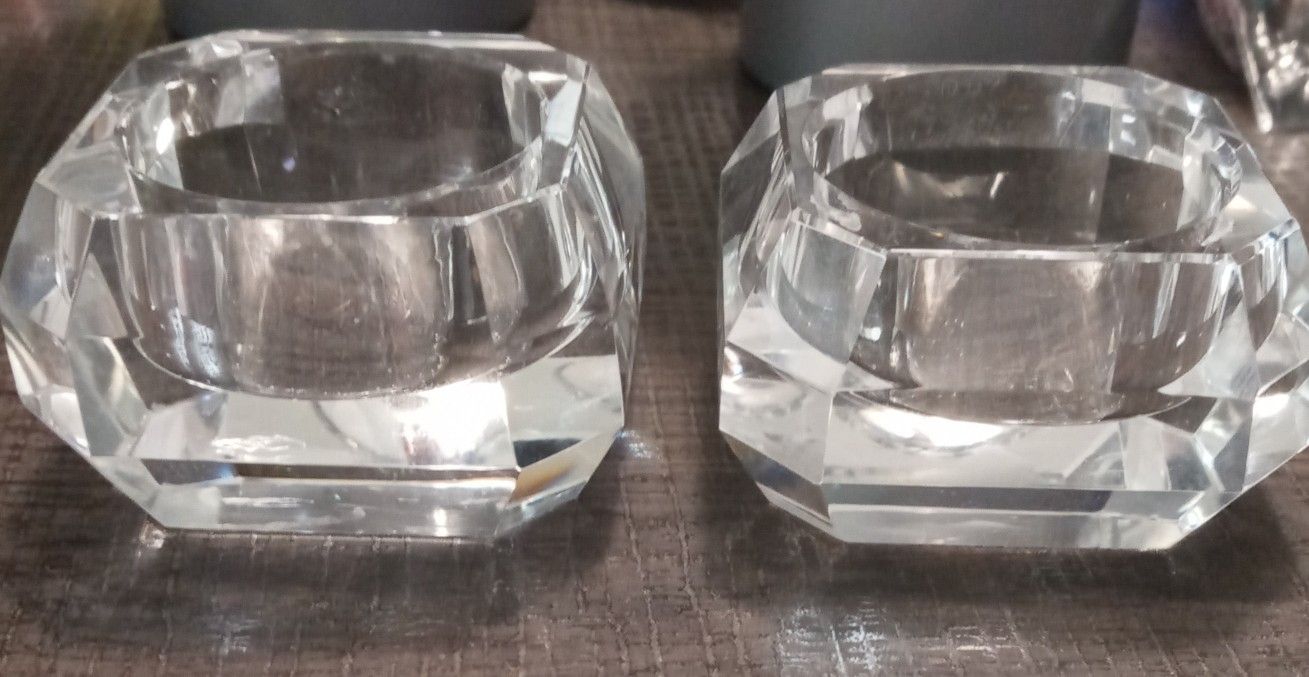 Crystal Ash Tray/ Candle Holders